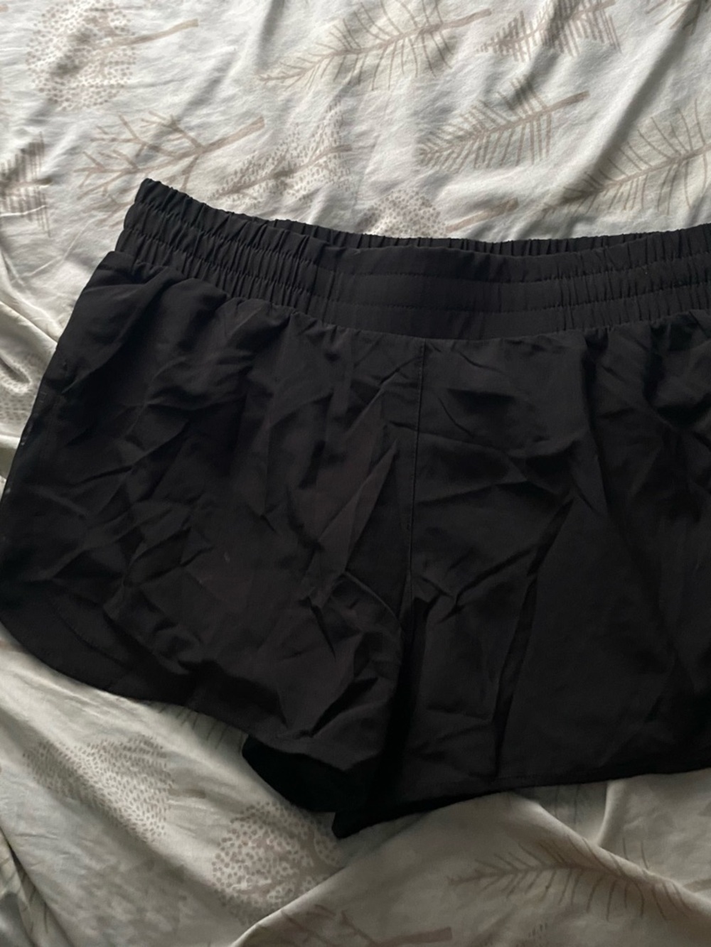 Women's Black Elastic-Waist Active Shorts